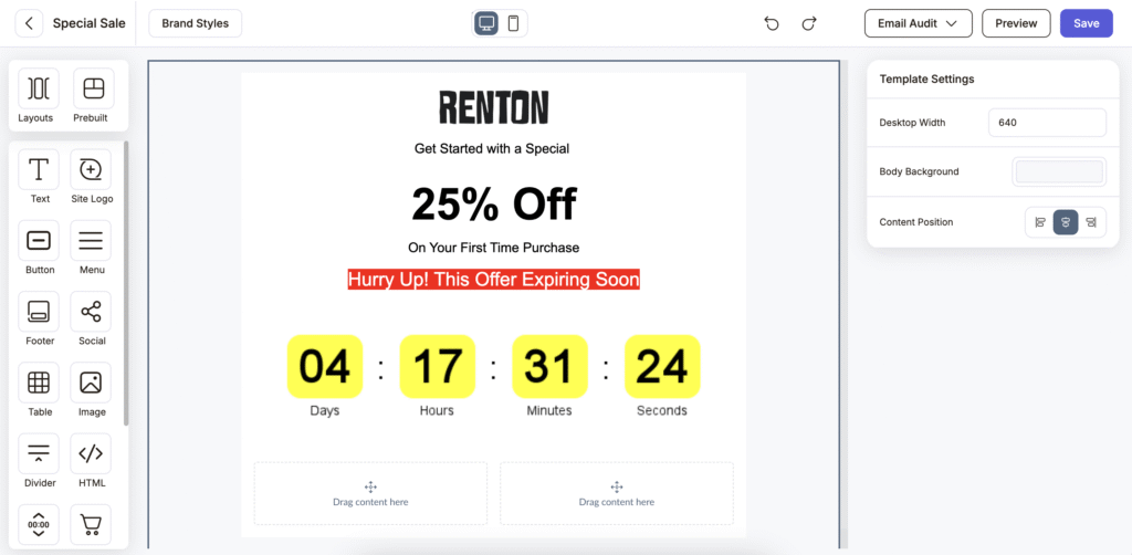 Create Countdown with Adflipr Drag and Drop Email Builder Tool