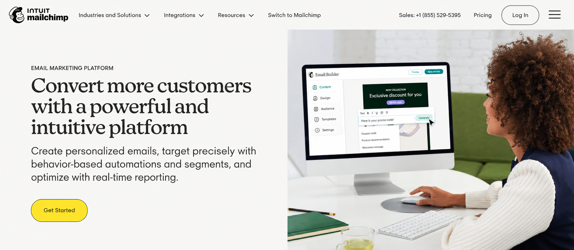 Mailchimp email campaign builder interface